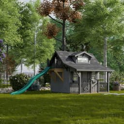 Craftsman Playhouse with Porch & Slide lifestyle