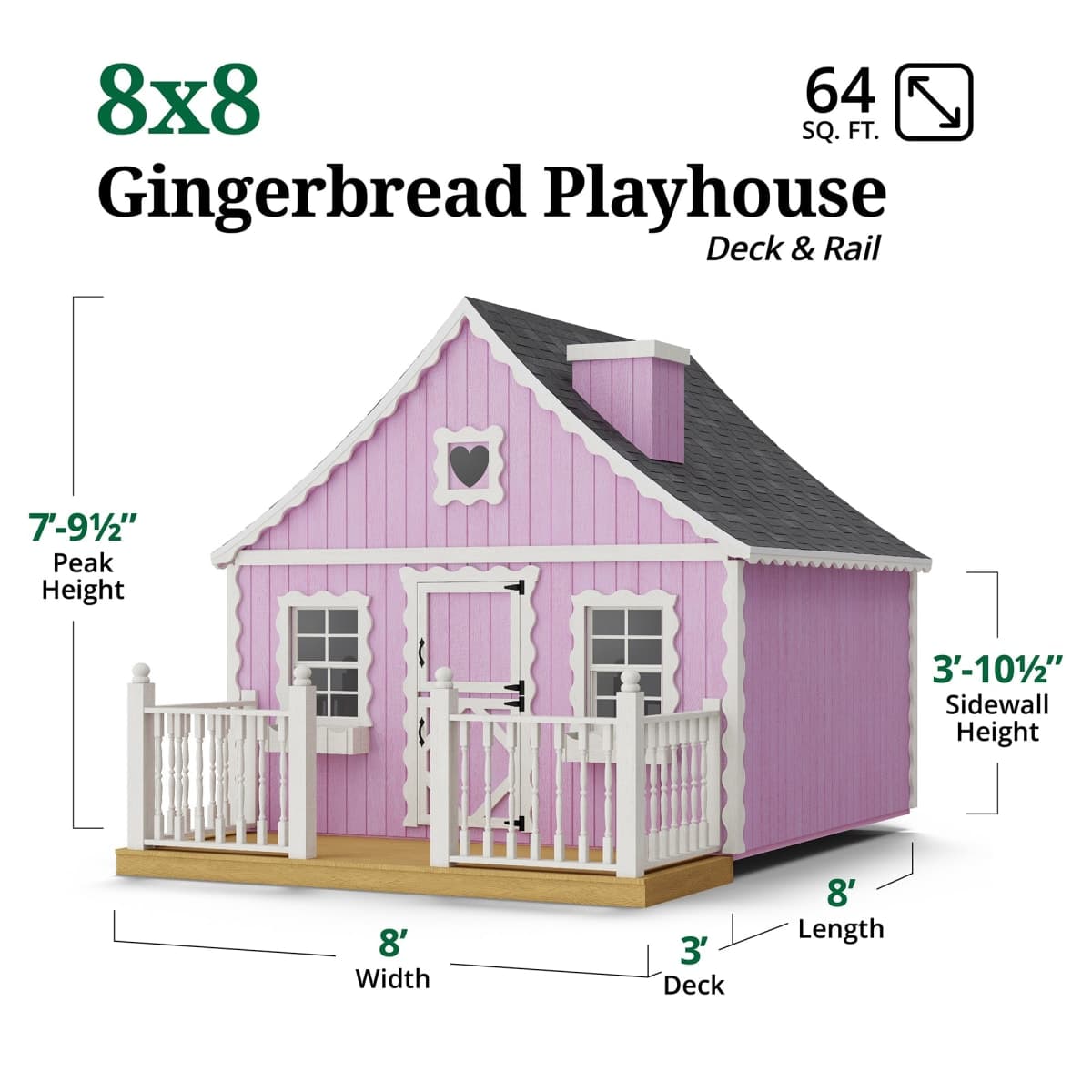 Gingerbread Cottage Playhouse dimensions