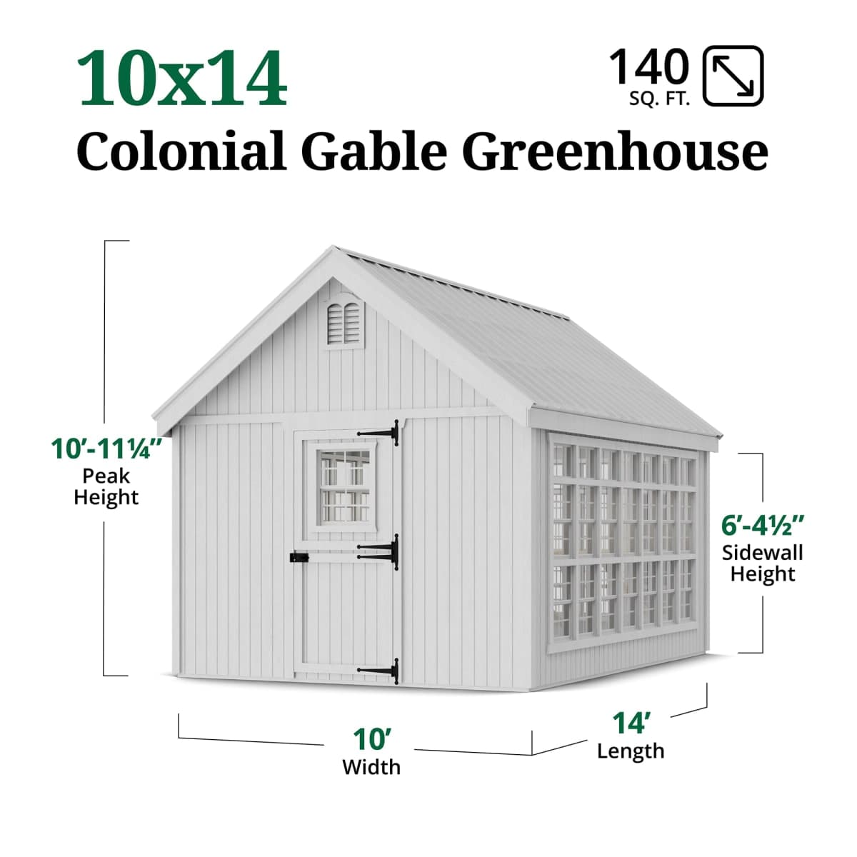 Colonial Gable Greenhouse dimensions
