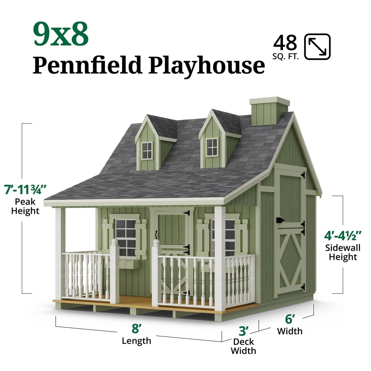 Pennfield Cottage Playhouse with Porch dimensions