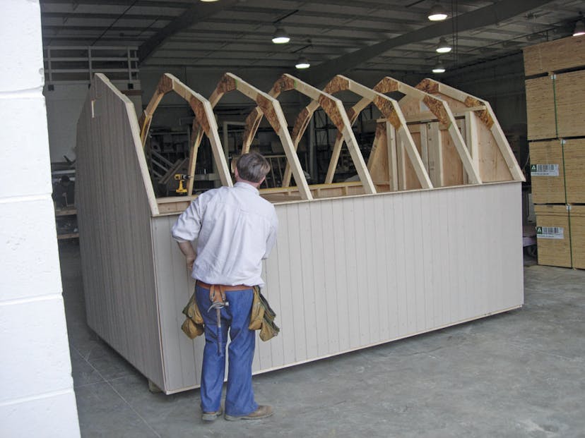 Barn being built in the Little Cottage Co. factory.