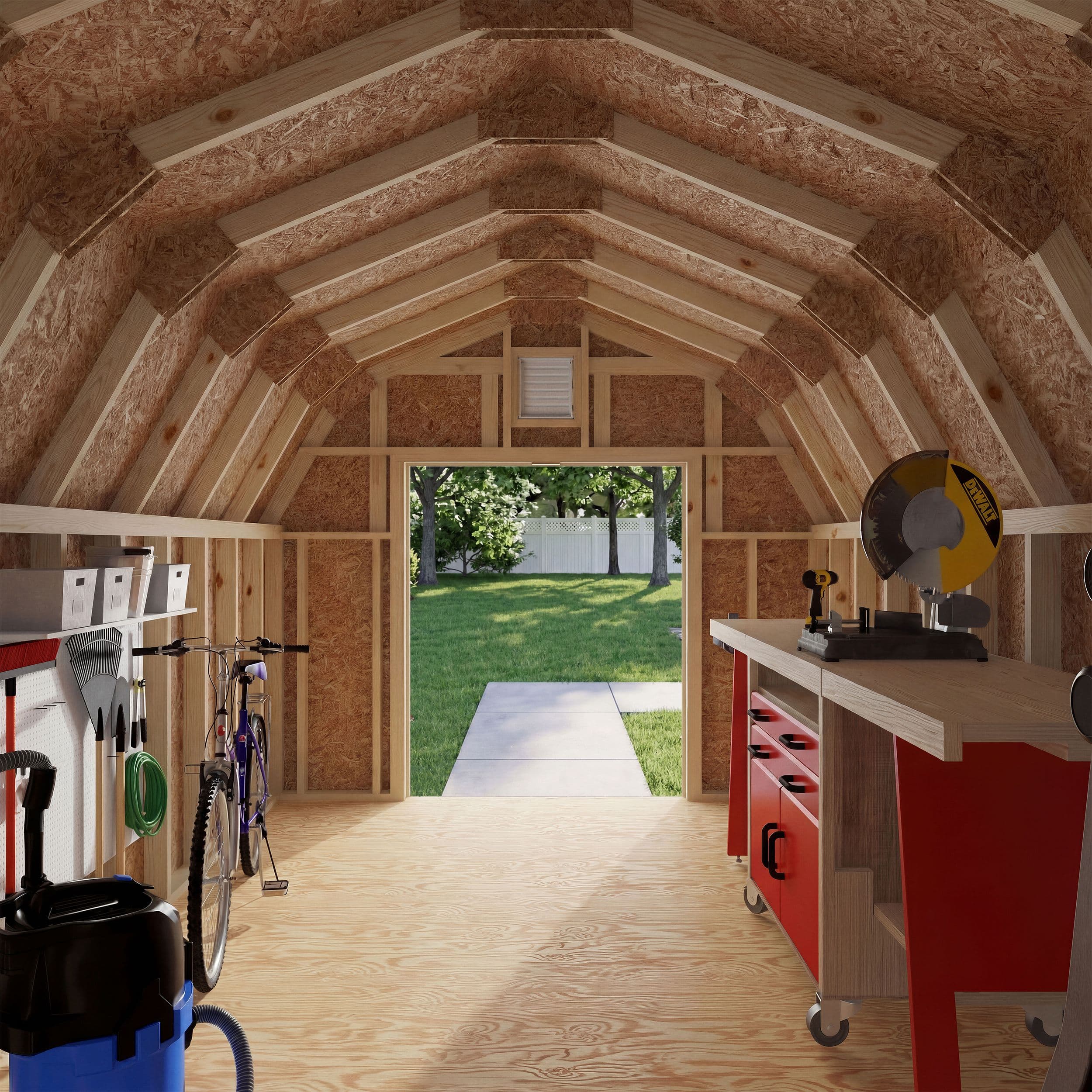 10x14 barn shed interior