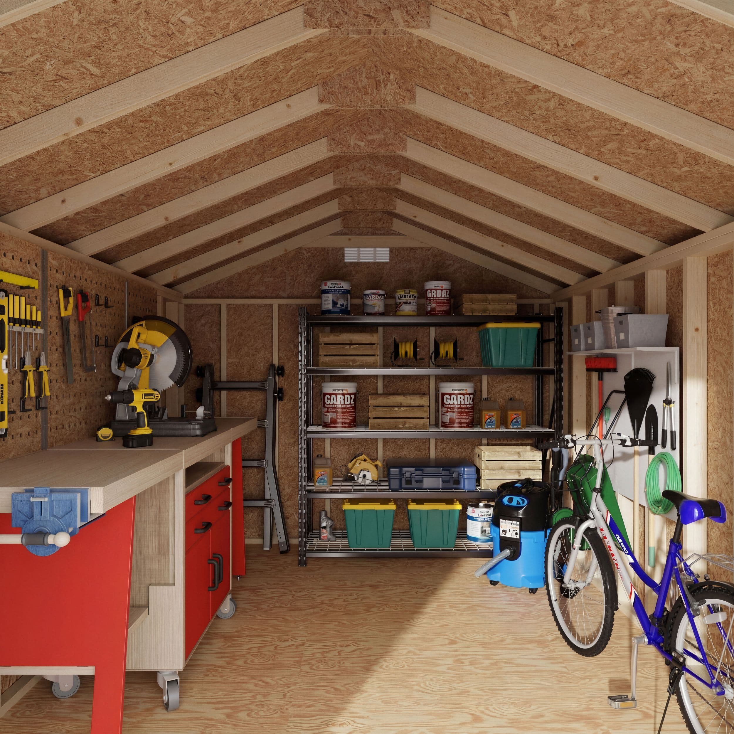wood construction of classic gable wood shed kit