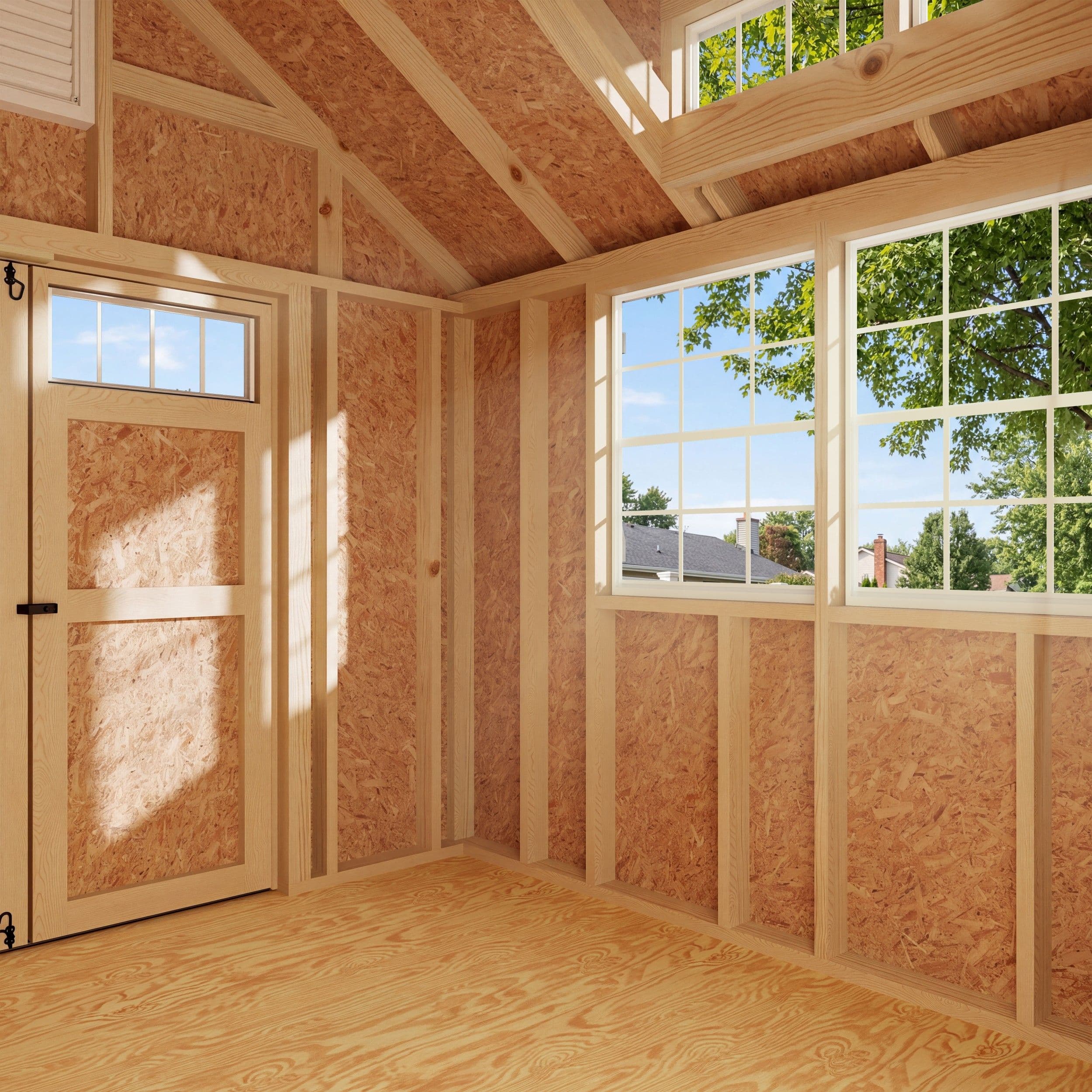10x14 wood shed interior windows