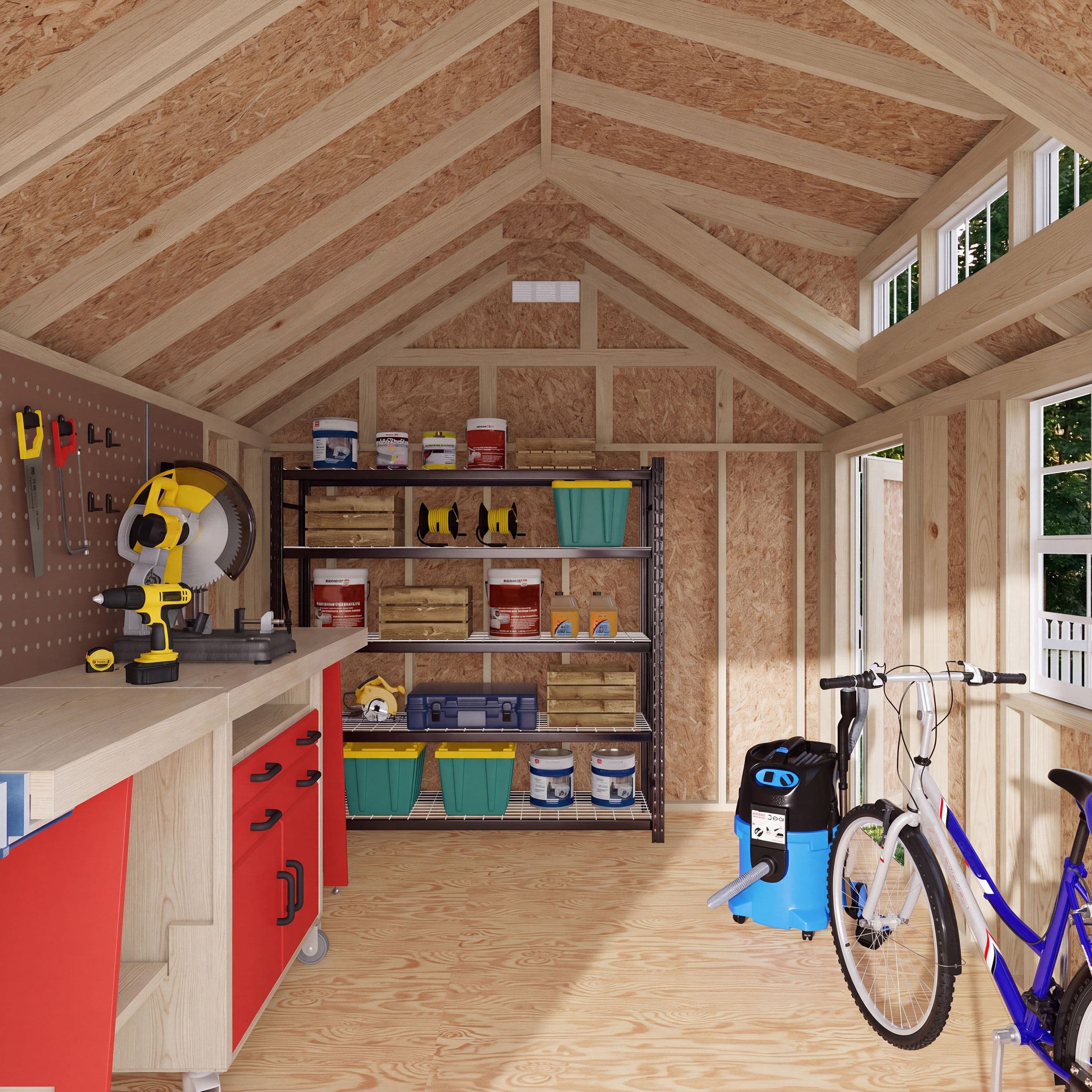 interior of wood dormer shed kit
