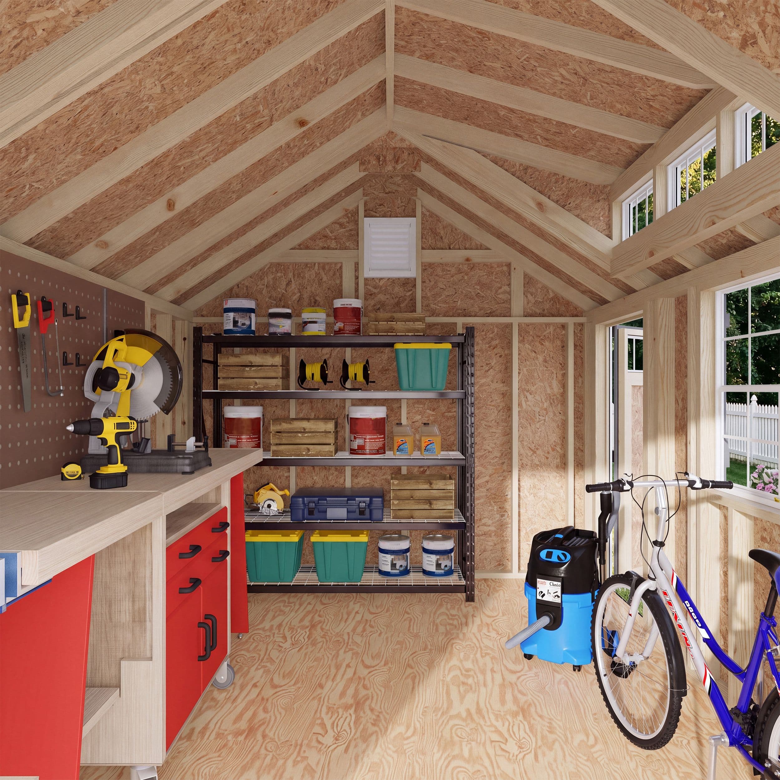 10x14 wood shed interior