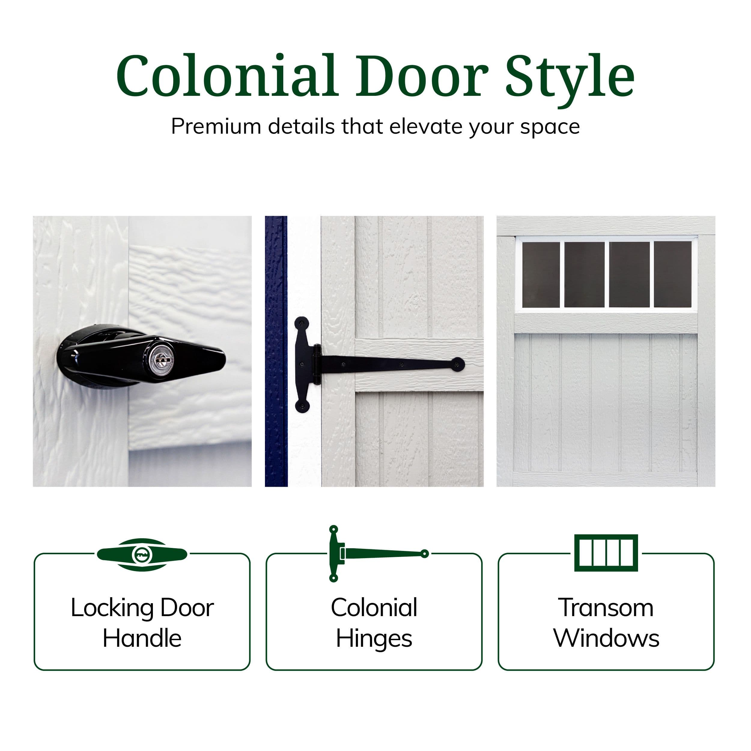 colonial series door style for sheds