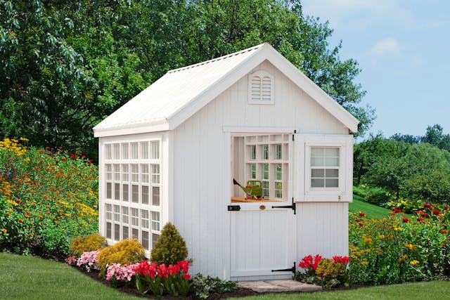 Colonial Gable Greenhouse with dutch door open