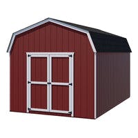 red 10x16 value gambrel barn with 6 foot sidewalls on a white background