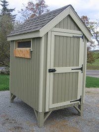 4x6 Colonial Gable Chicken Coop font view with open vent on side