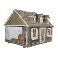 8x10 Cape Cod Cozy Kennel with dog inside on white background