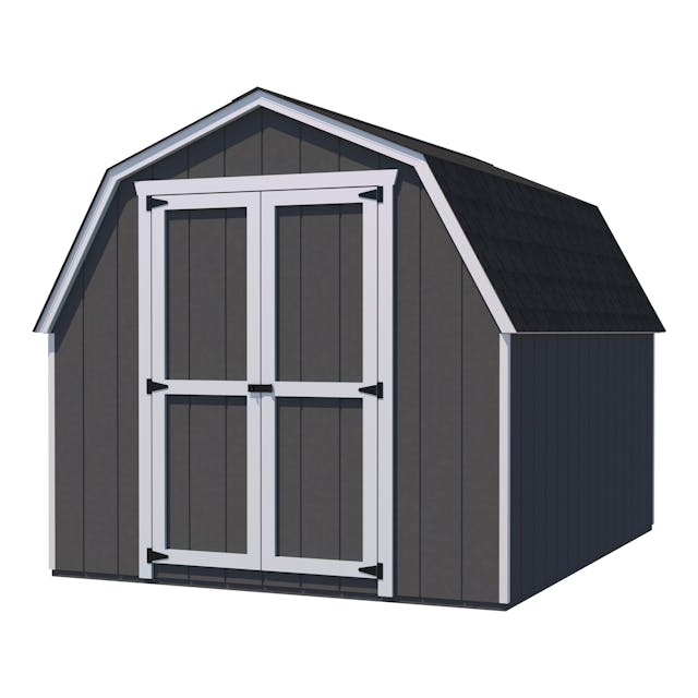 value gambrel barn with 4 foot sidewalls in dark gray on a white background