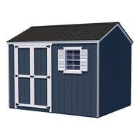 8x10 value workshop shed with one window in blue on a white background