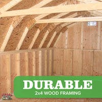classic gambrel barn with 4 ft sidewalls with durable 2x4 wood framing