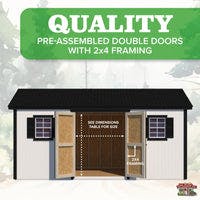 10x14 classic workshop shed double doors with 2x4 framing