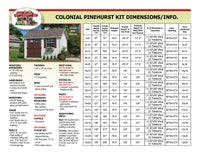 colonial pinehurst dimensions table