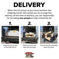 delivery process for wood shed kit
