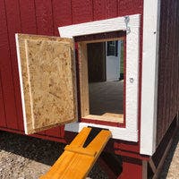 Gambrel Barn Chicken Coop chicken door to enter and exit