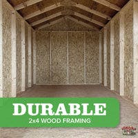 value gable shed wood interior with 2x4 framing