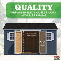 10x16 value workshop double doors with 2x3 framing