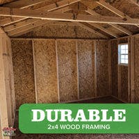 value workshop interior with 2x4 framing