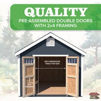 quality pre-assembled double doors with 2x4 framing shed