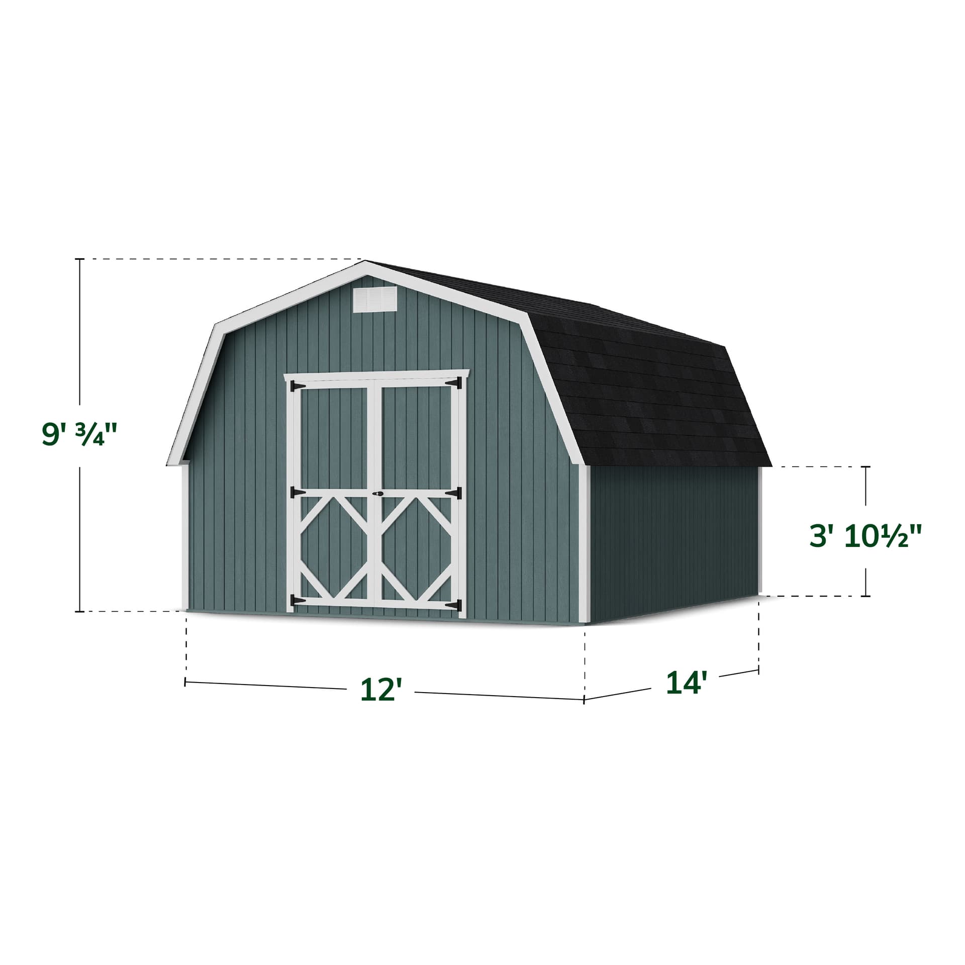 Classic Gambrel 4' Barn Shed dimensions