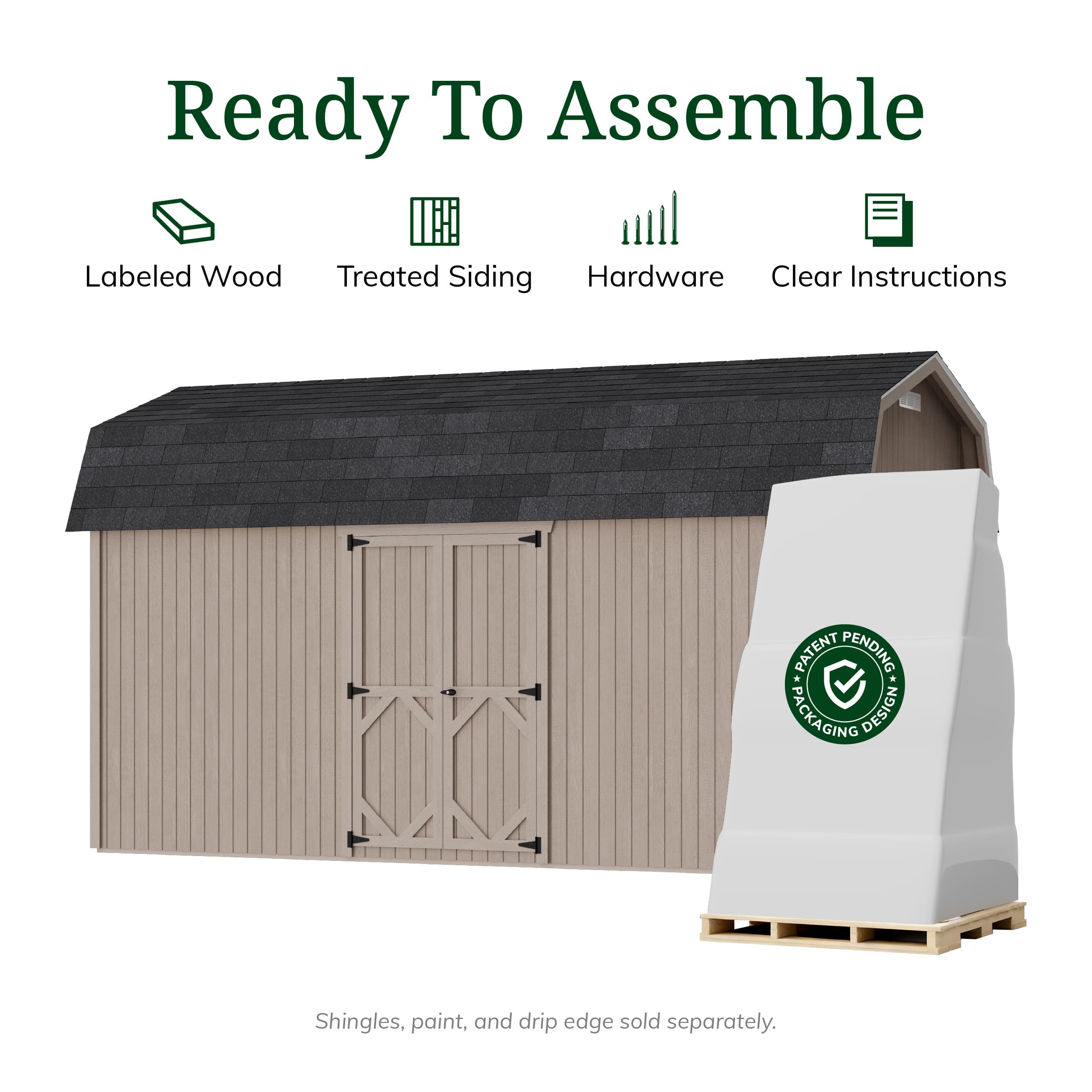 Classic Gambrel 6' Barn Shed with Side Entry