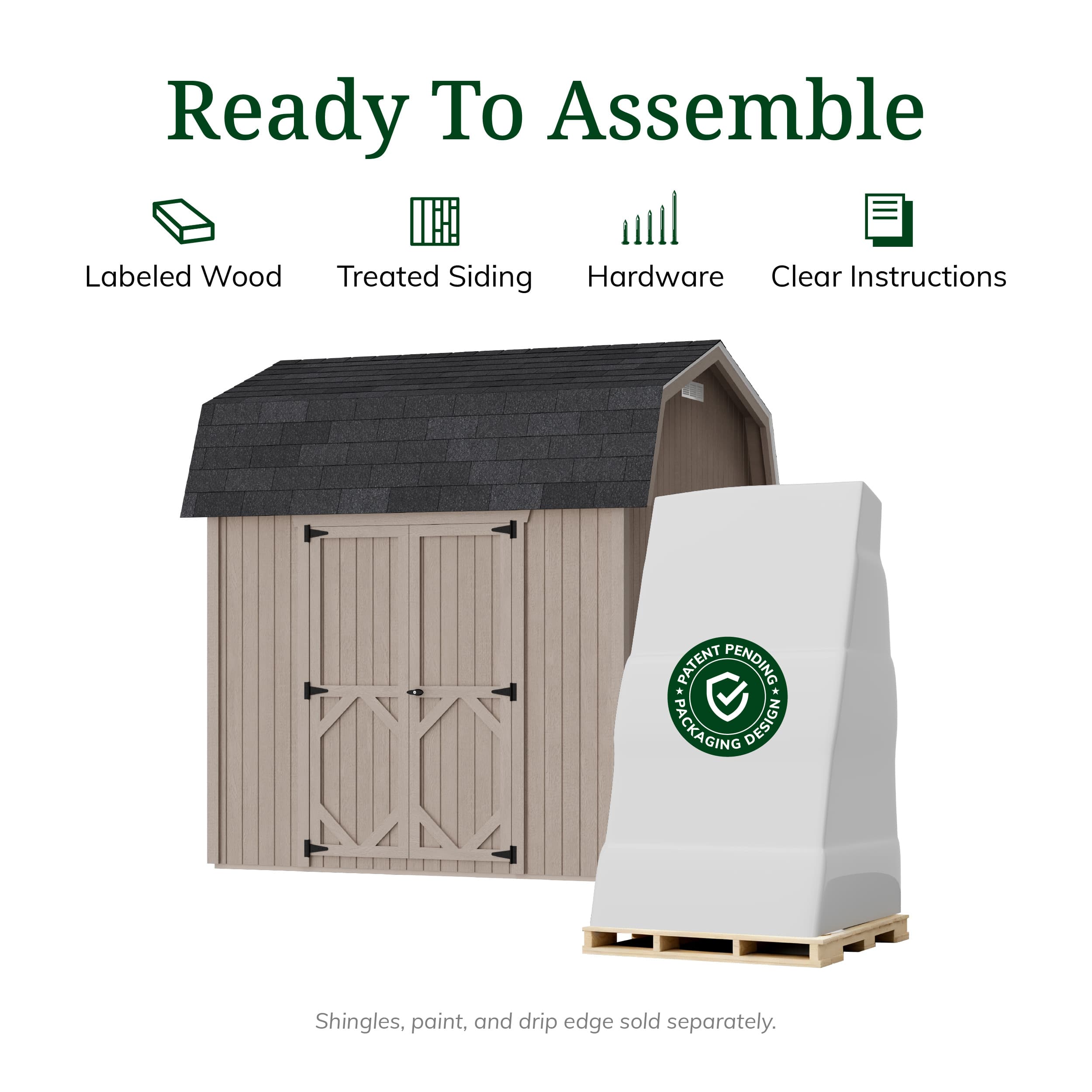 Classic Gambrel 6' Barn Shed with Side Entry