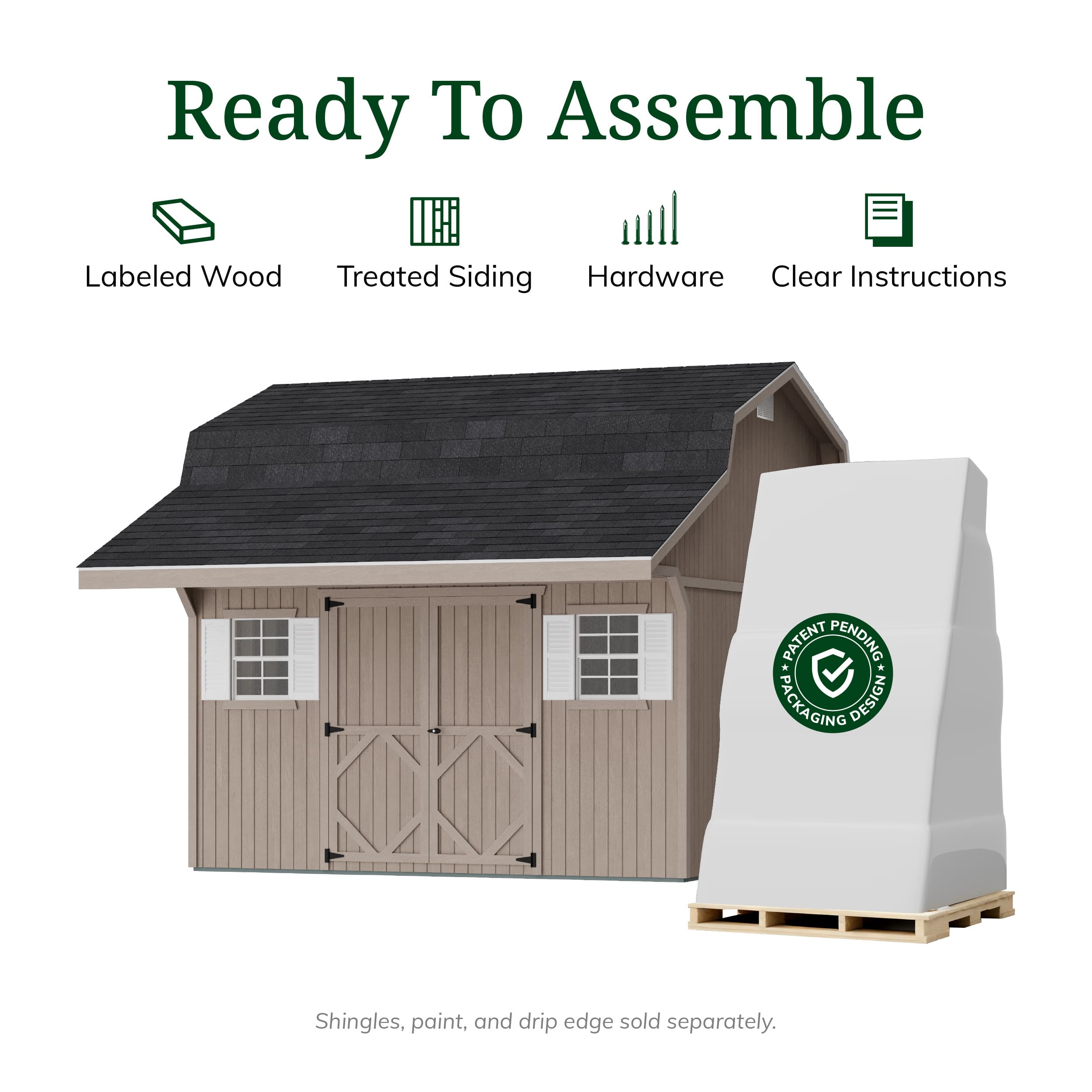 Classic Gambrel Barn Shed with Overhang