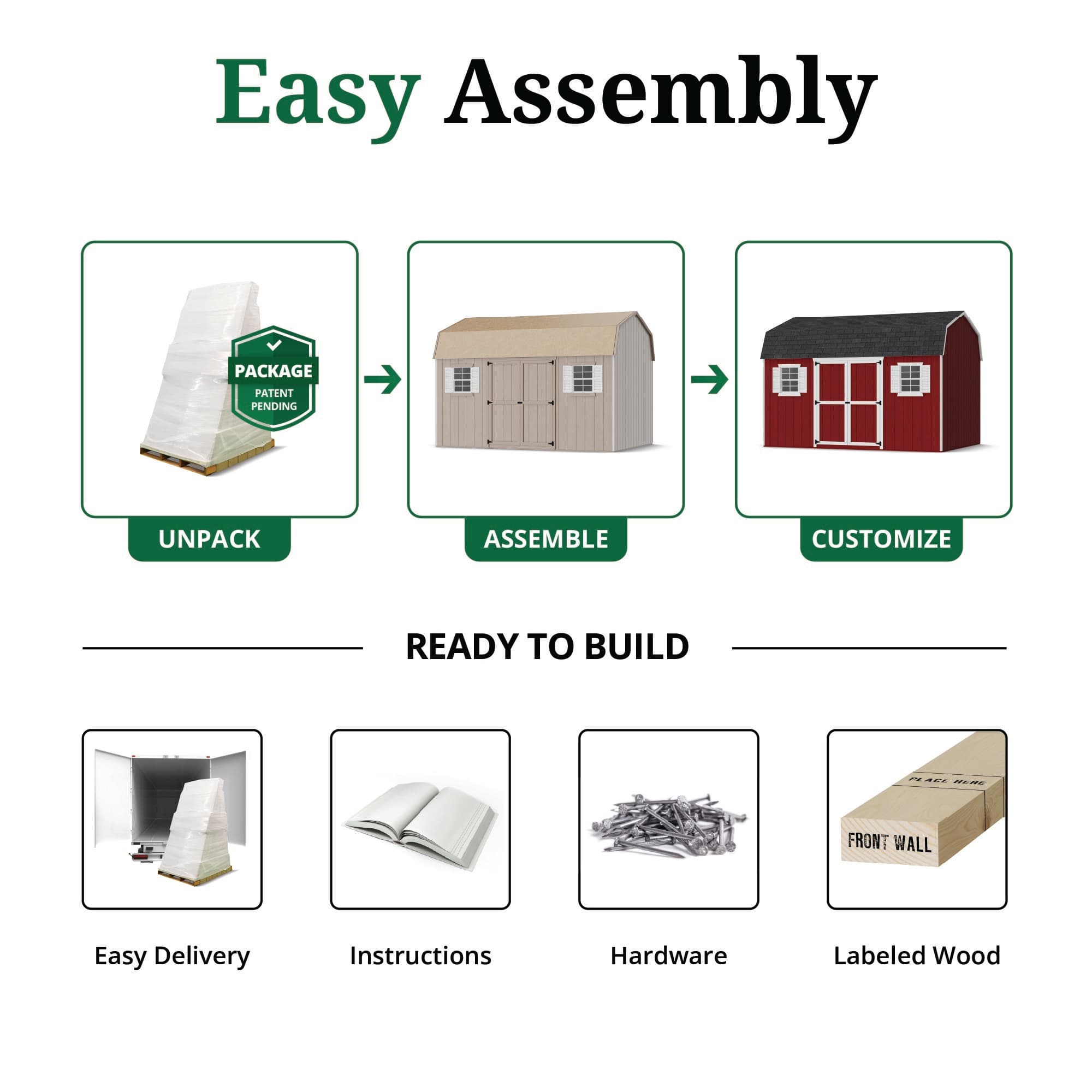 Value Gambrel Workshop Shed easy assembly graphic