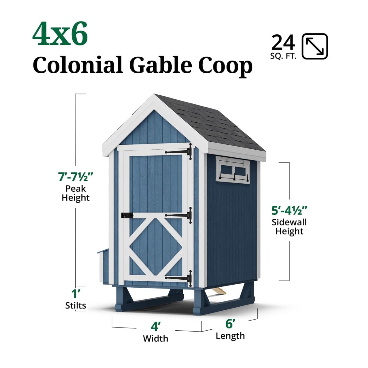 Colonial Gable Chicken Coop dimensions