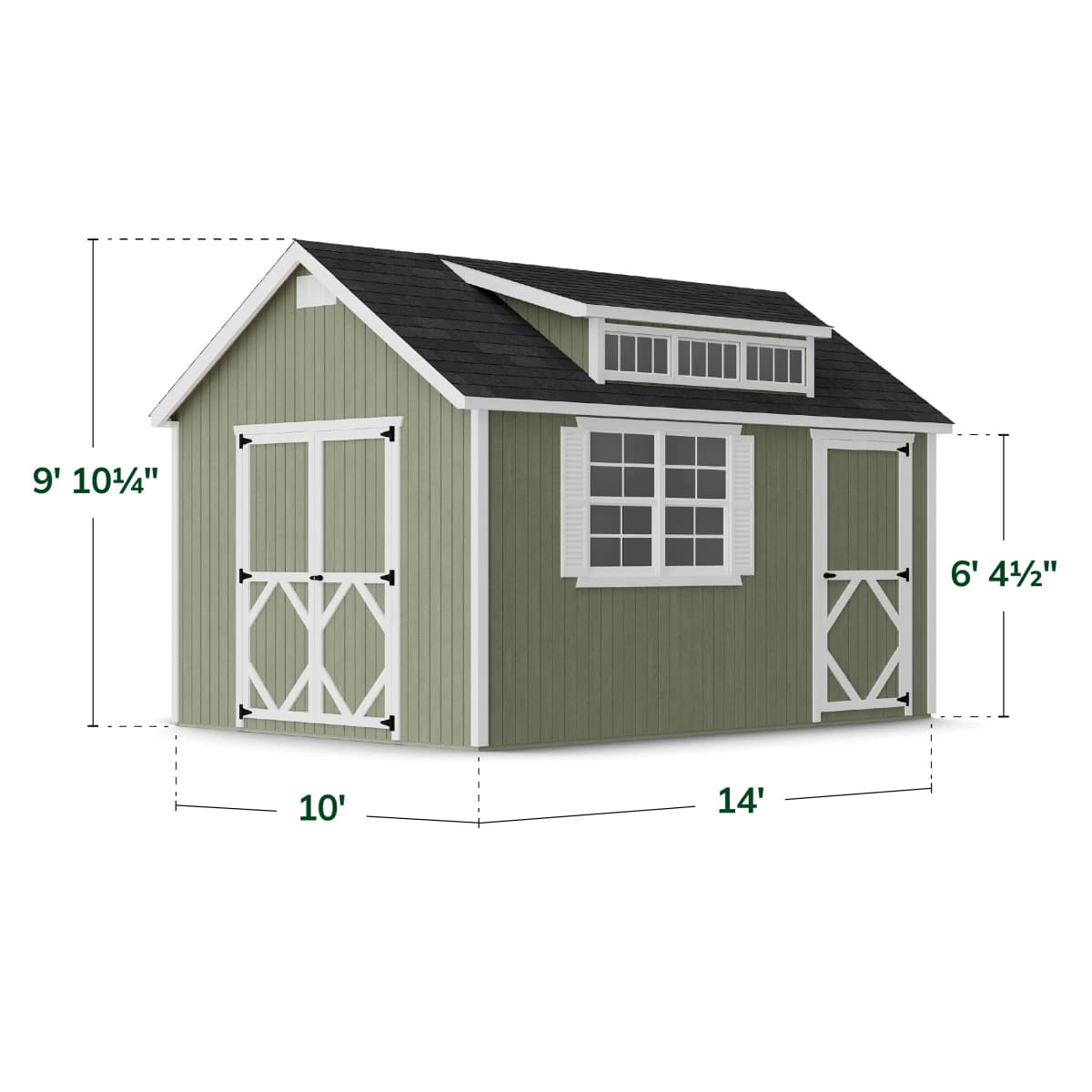 Classic Dormer Shed with Dual Entry dimensions