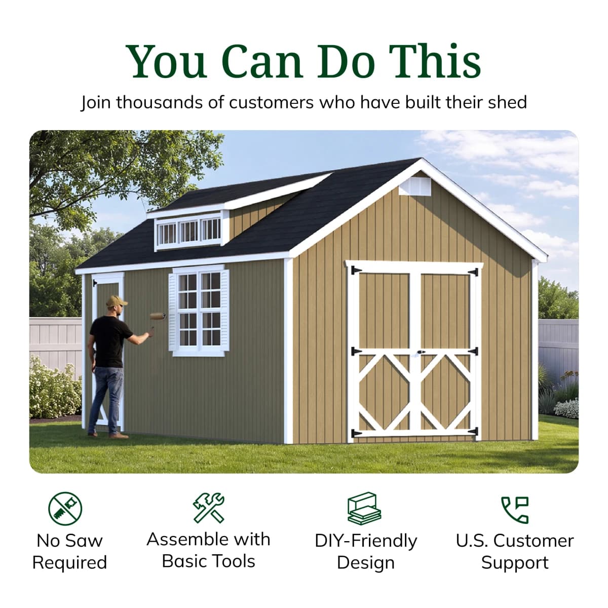 Classic Dormer Shed with Dual Entry
