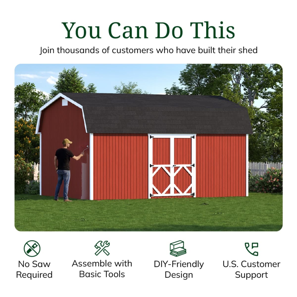 Classic Gambrel 6' Barn Shed with Side Entry