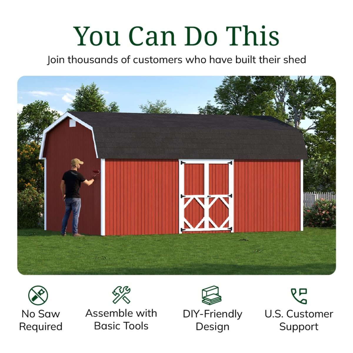 Classic Gambrel 6' Barn Shed with Side Entry