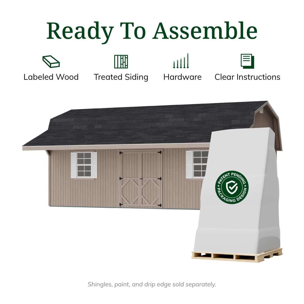 Classic Gambrel Barn Shed with Overhang