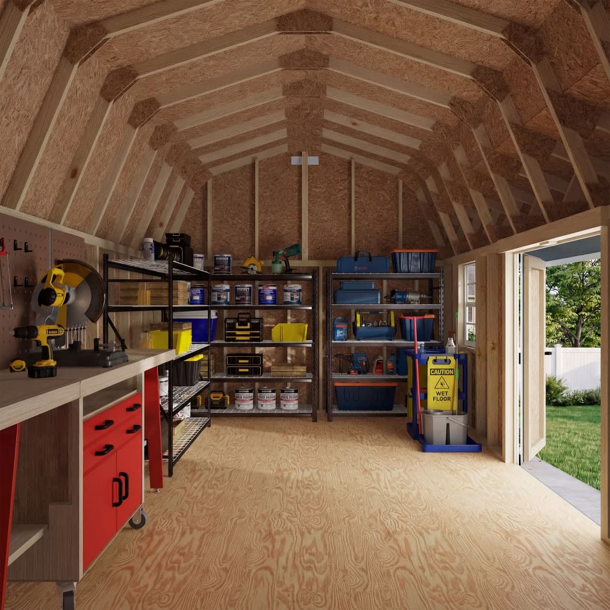 Classic Gambrel Barn Shed with Overhang