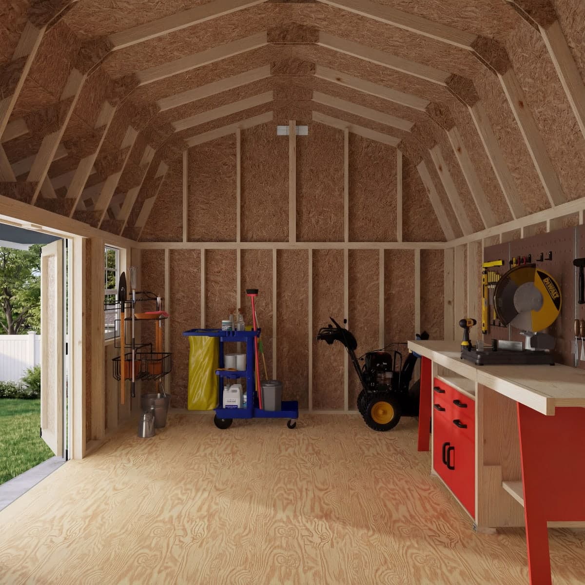 Classic Gambrel Barn Shed with Overhang
