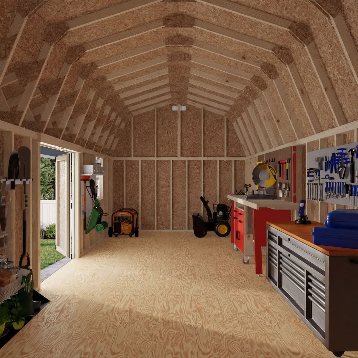 Classic Gambrel Barn Shed with Overhang