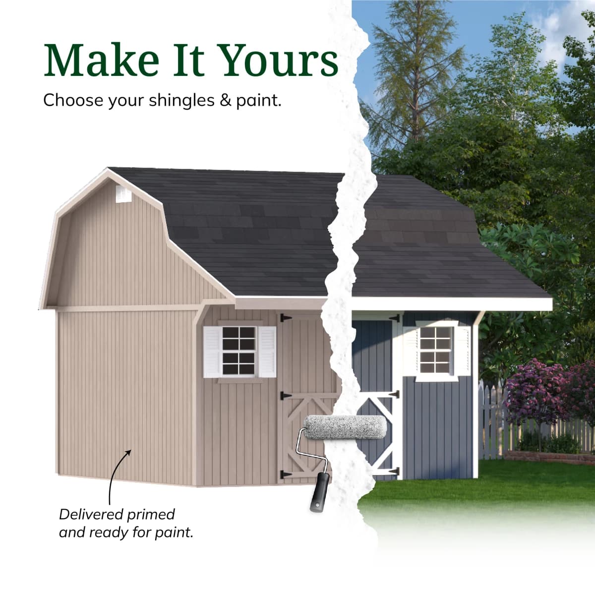Classic Gambrel Barn Shed with Overhang