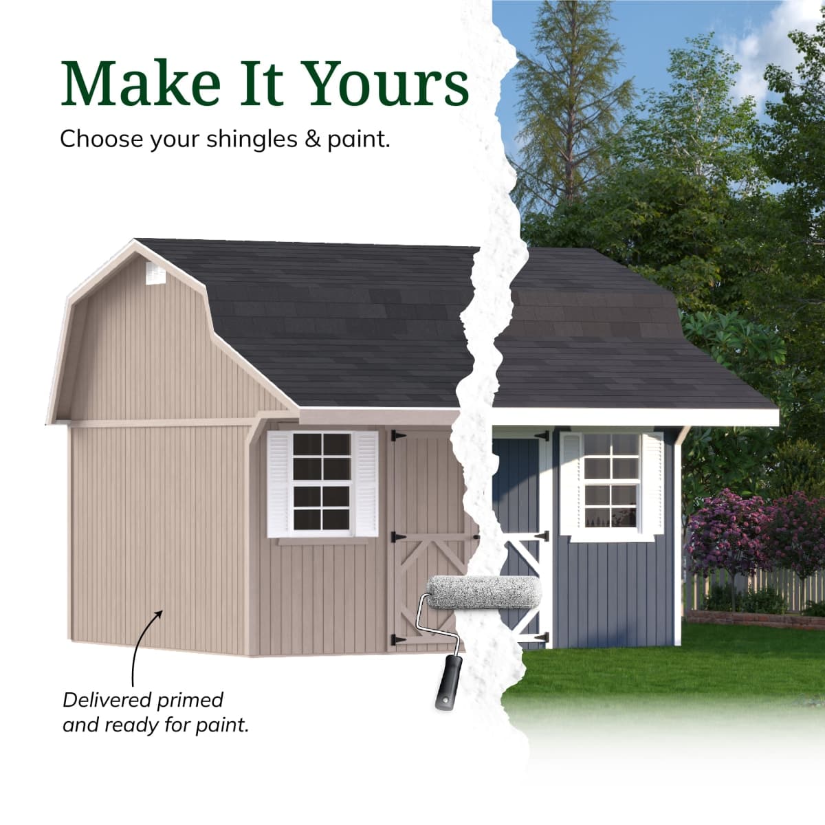 Classic Gambrel Barn Shed with Overhang