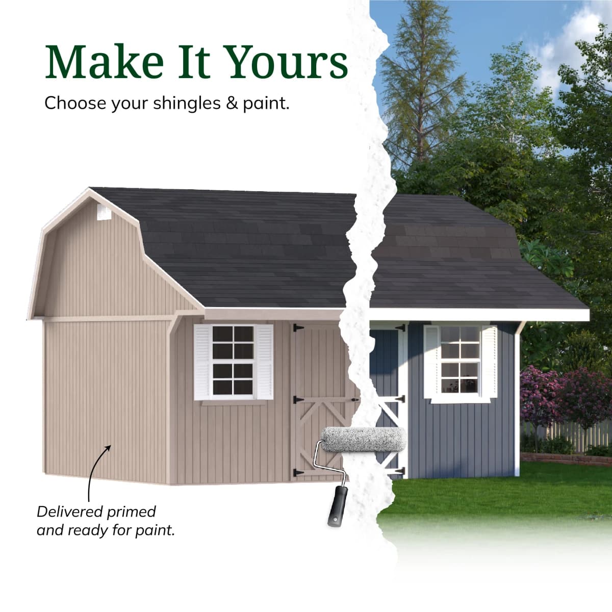 Classic Gambrel Barn Shed with Overhang