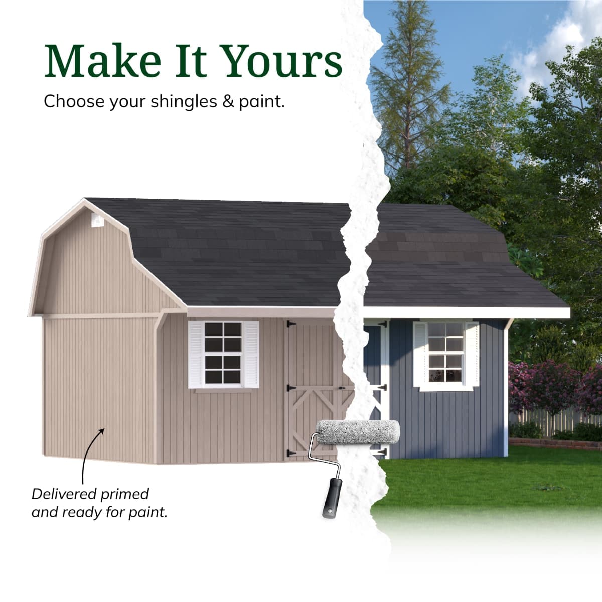 Classic Gambrel Barn Shed with Overhang