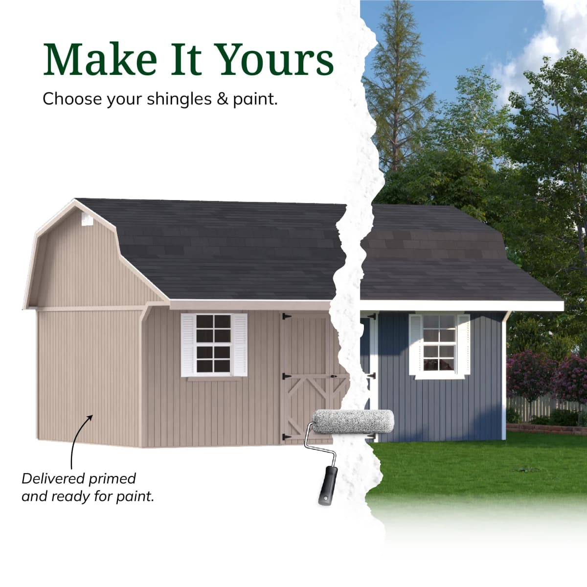 Classic Gambrel Barn Shed with Overhang
