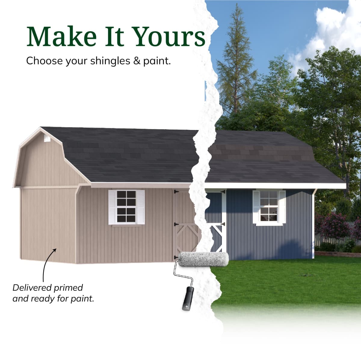 Classic Gambrel Barn Shed with Overhang