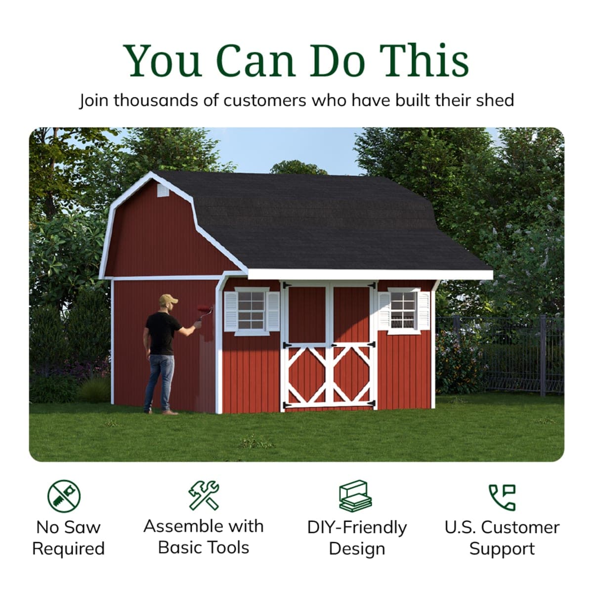 Classic Gambrel Barn Shed with Overhang