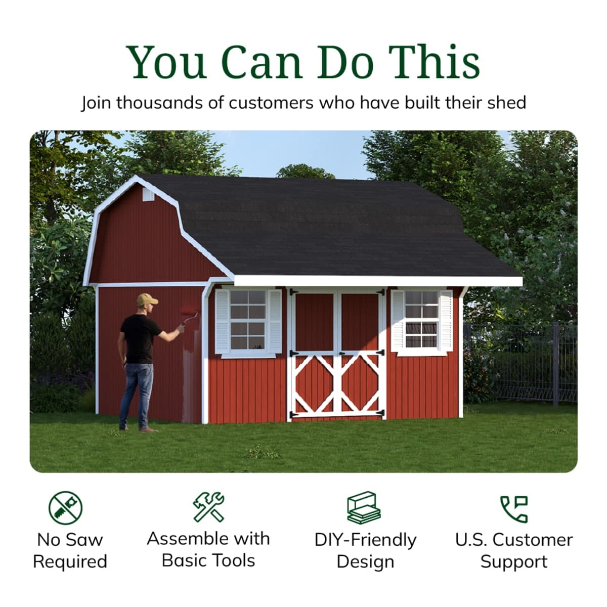 Classic Gambrel Barn Shed with Overhang