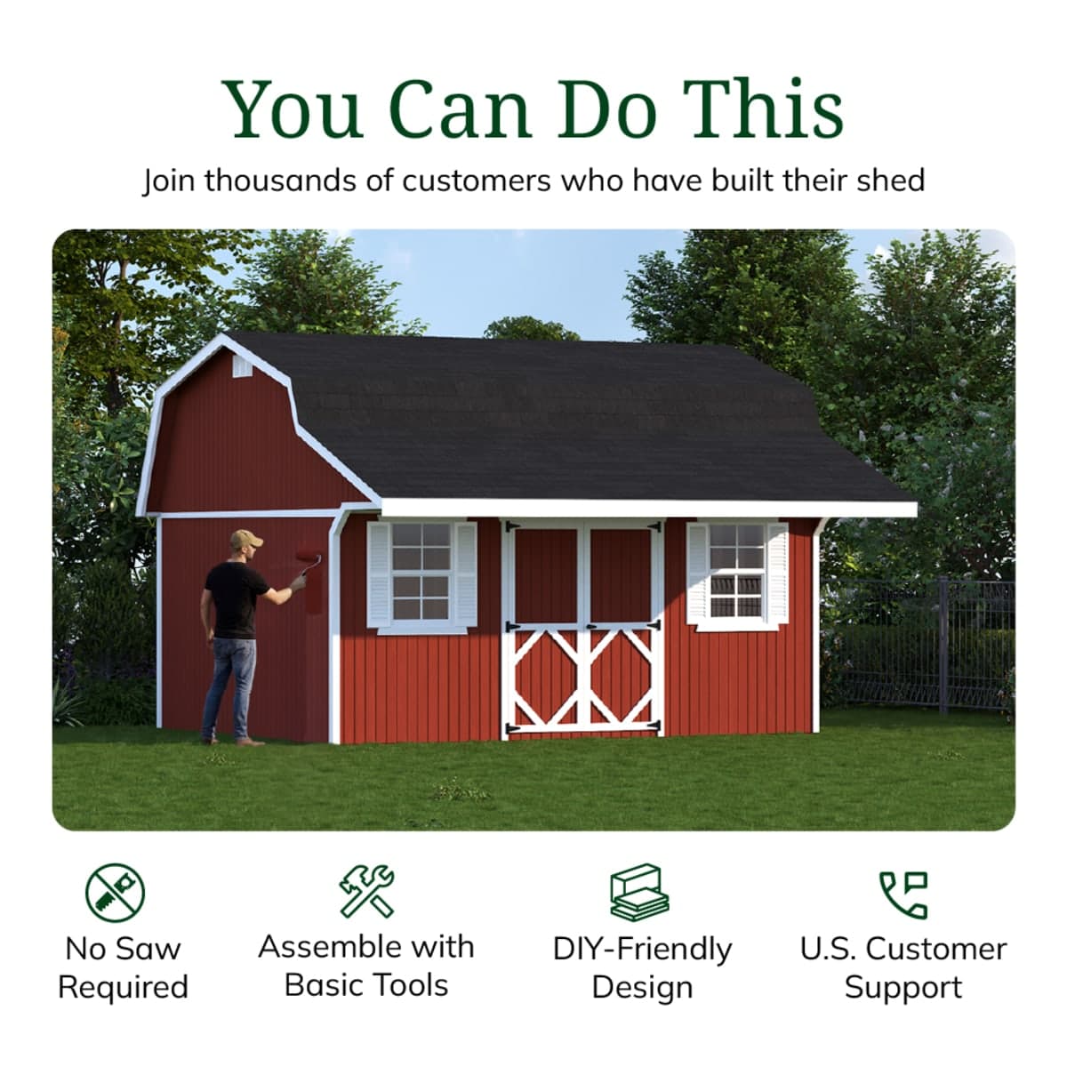 Classic Gambrel Barn Shed with Overhang