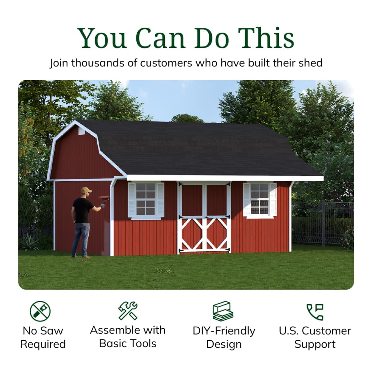 Classic Gambrel Barn Shed with Overhang